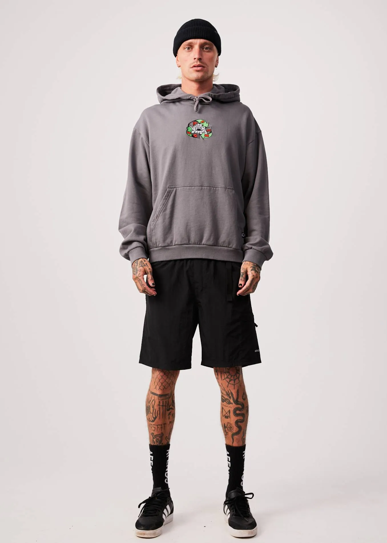 AFENDS Mens Warped - Hoodie - Steel