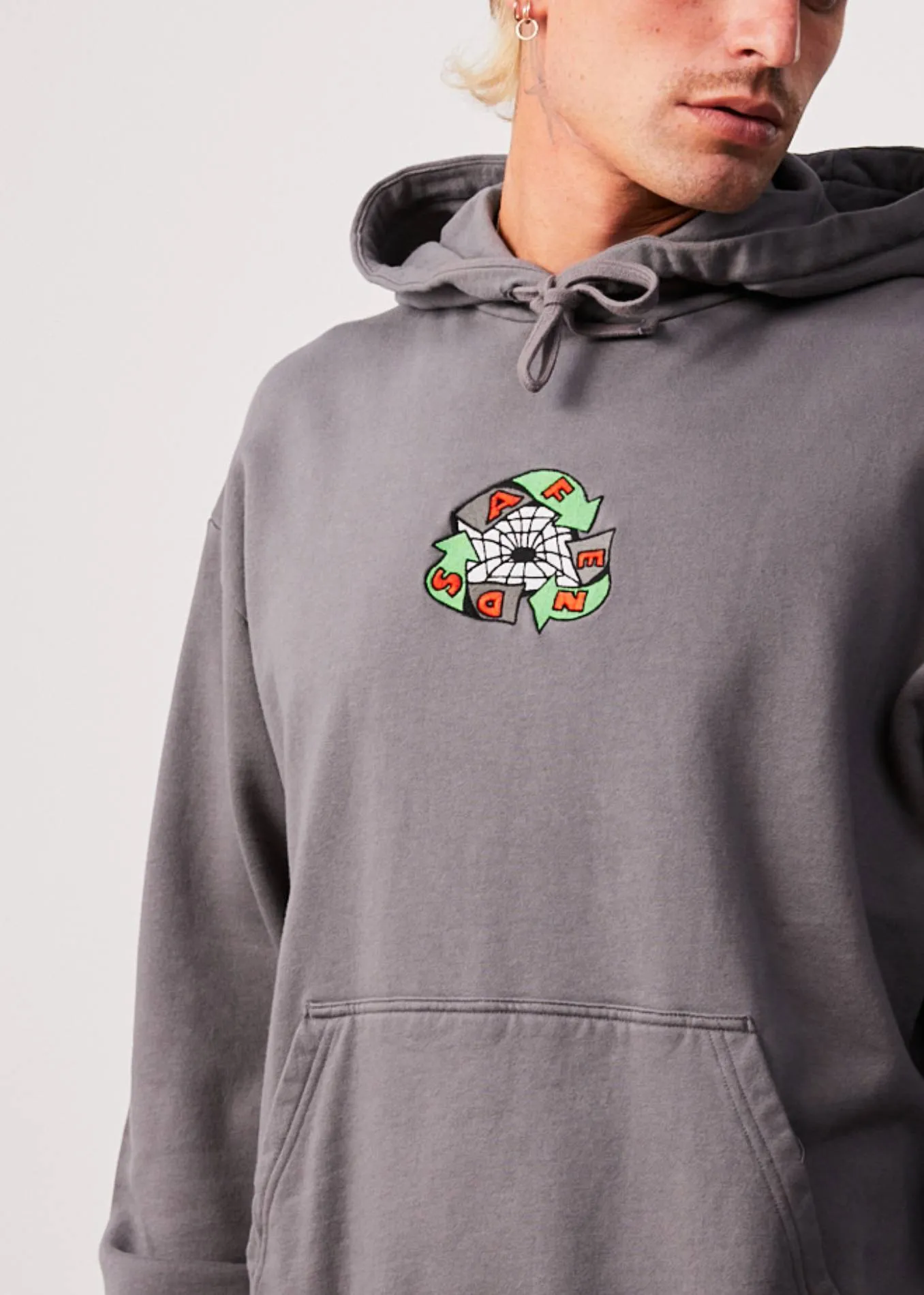 AFENDS Mens Warped - Hoodie - Steel