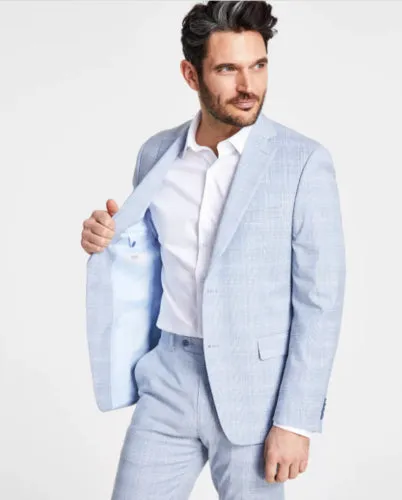 Alfani Mens Slim fit Suit Jacket Blazer 42 L Blue Plaid