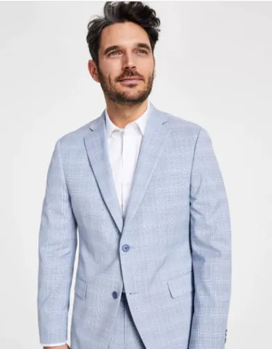 Alfani Mens Slim fit Suit Jacket Blazer 42 L Blue Plaid