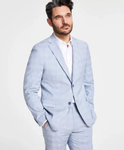 Alfani Mens Slim fit Suit Jacket Blazer 42 L Blue Plaid