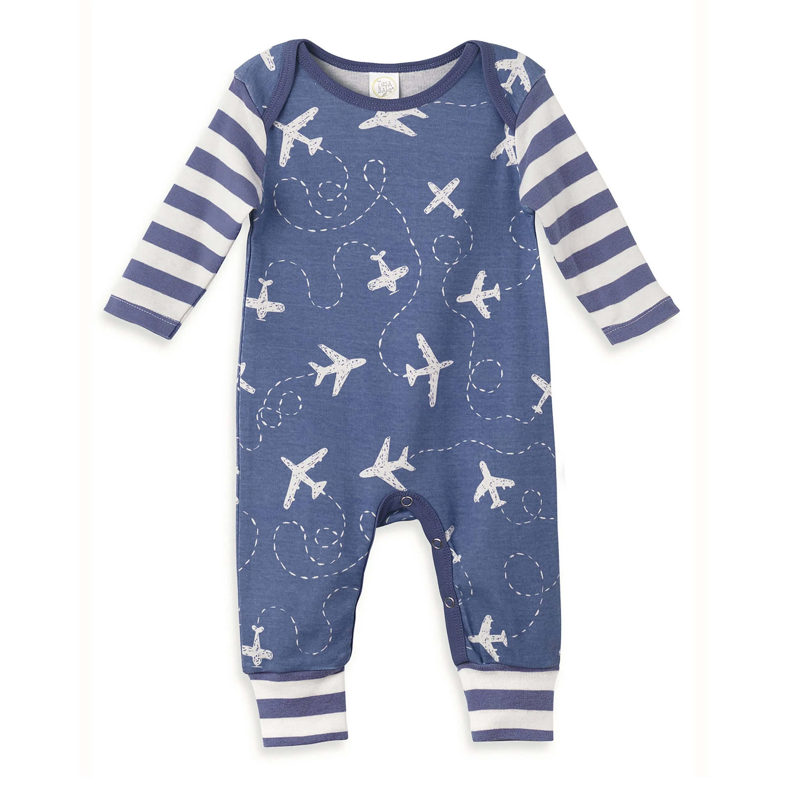 Baby Boy's Airplanes Cotton Romper: Blue/Ivory