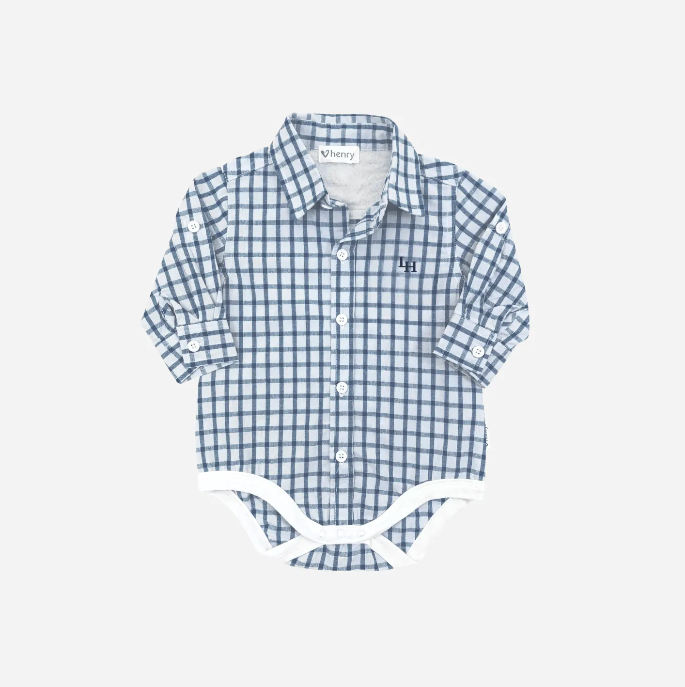Baby Boys Oxford Shirt Romper - Blue Check