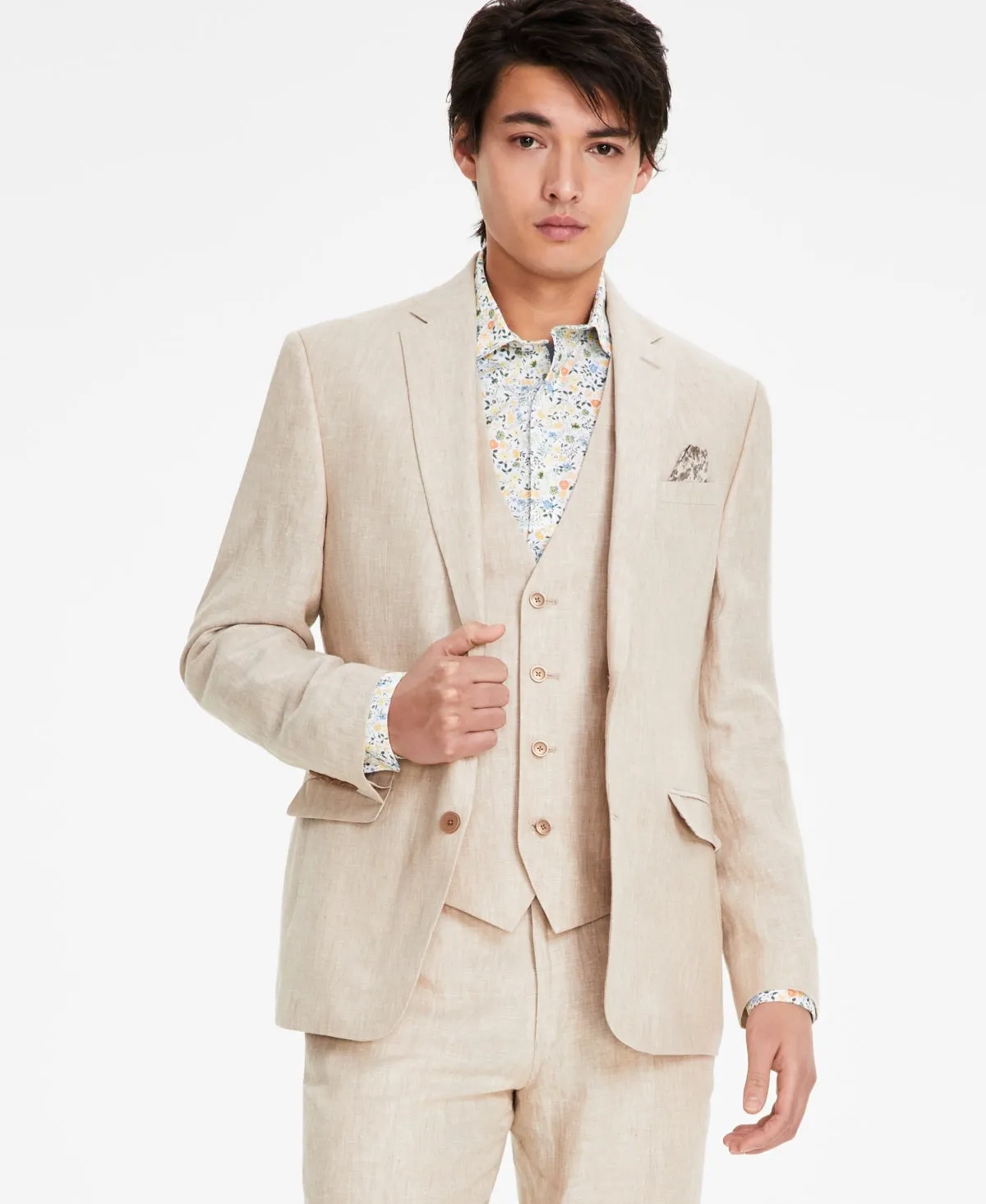 Bar Iii Mens Slim fit Suit Jacket Blazer 36 R Beige