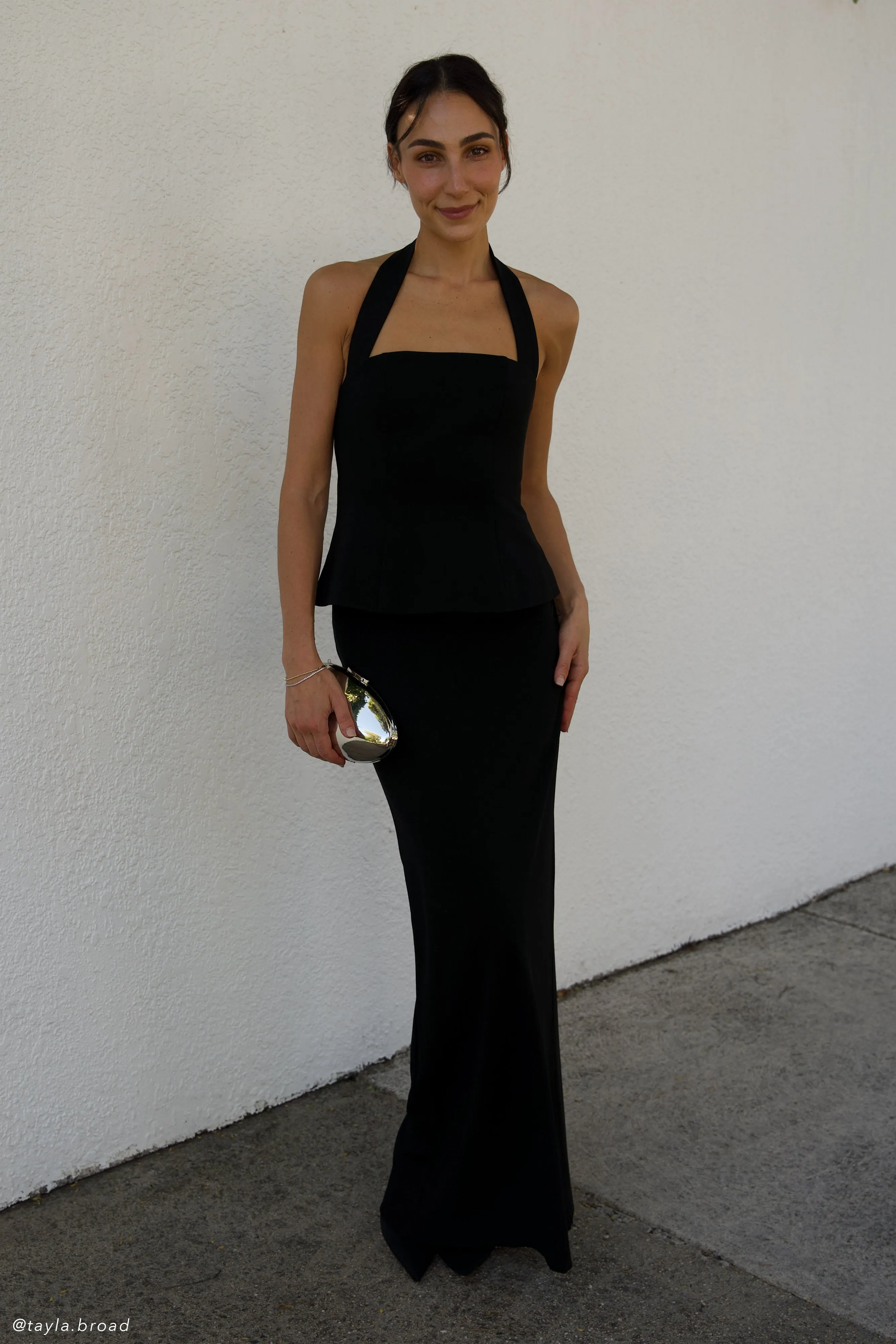 Bertie Peplum Halter Maxi Dress - Black