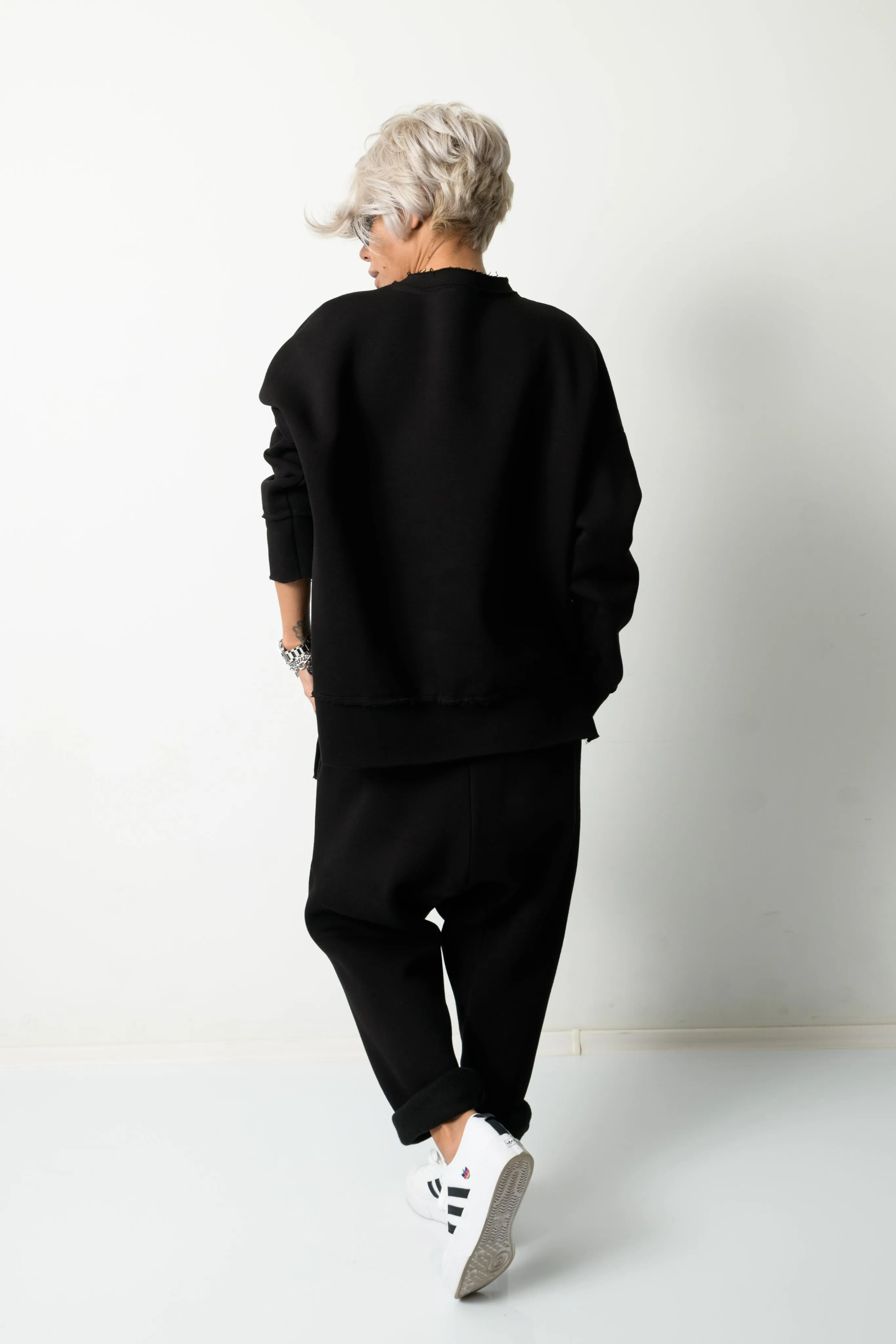 Black Two Piece Tracksuit Set For Women