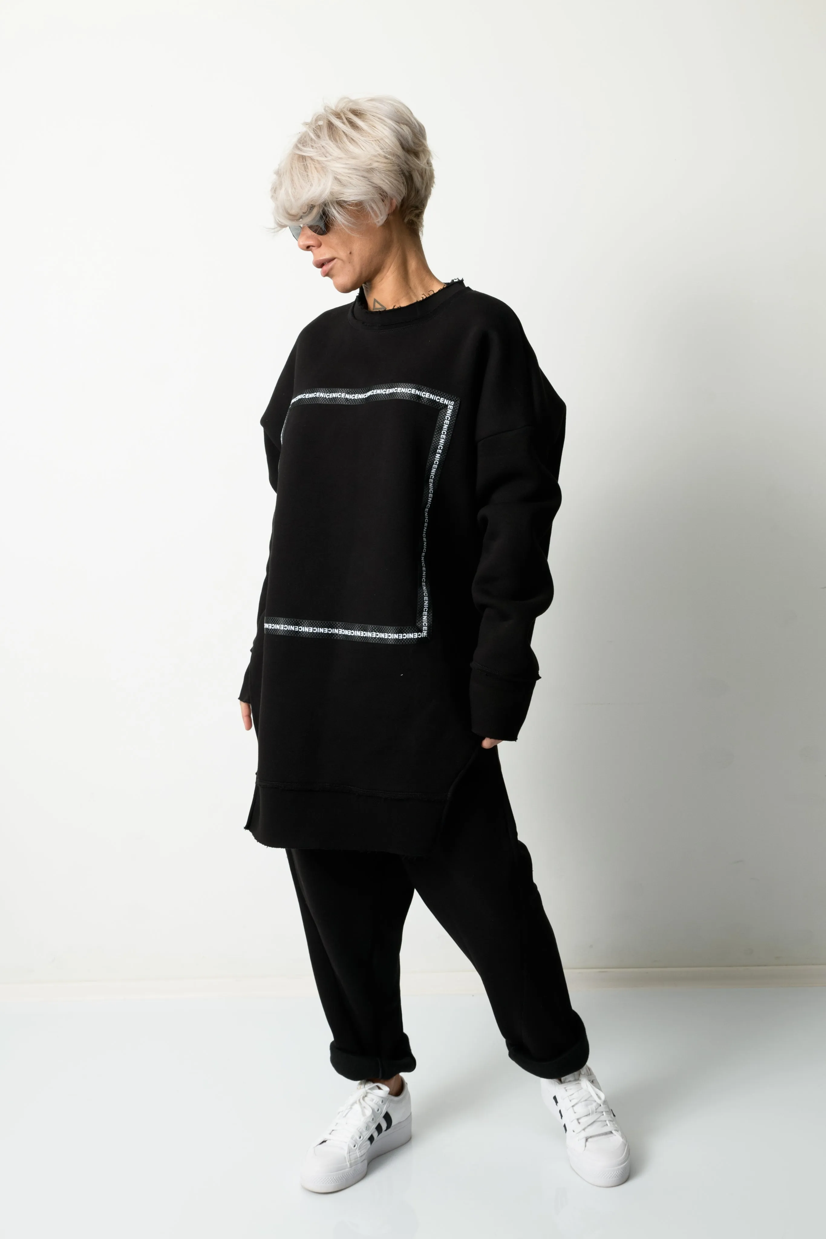Black Two Piece Tracksuit Set For Women