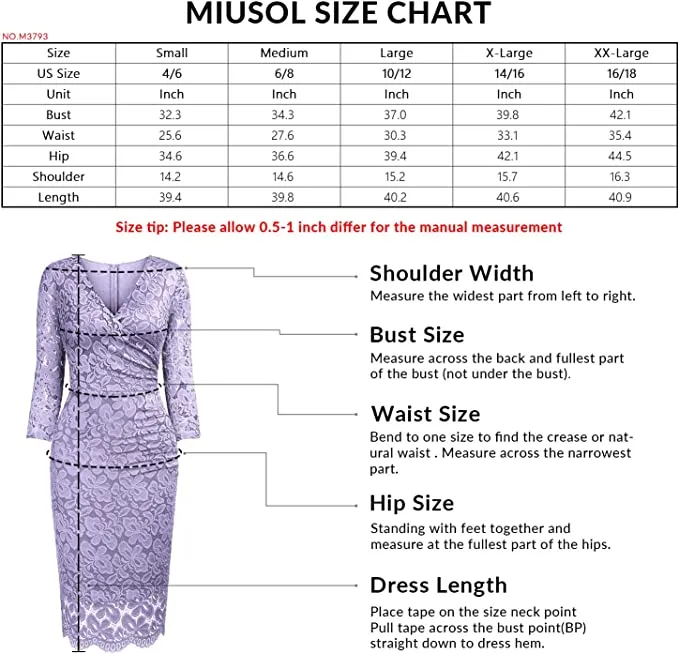 Blue Women's Retro Deep-V Neck Ruffles Floral Lace Evening Pencil Dress - Miusol