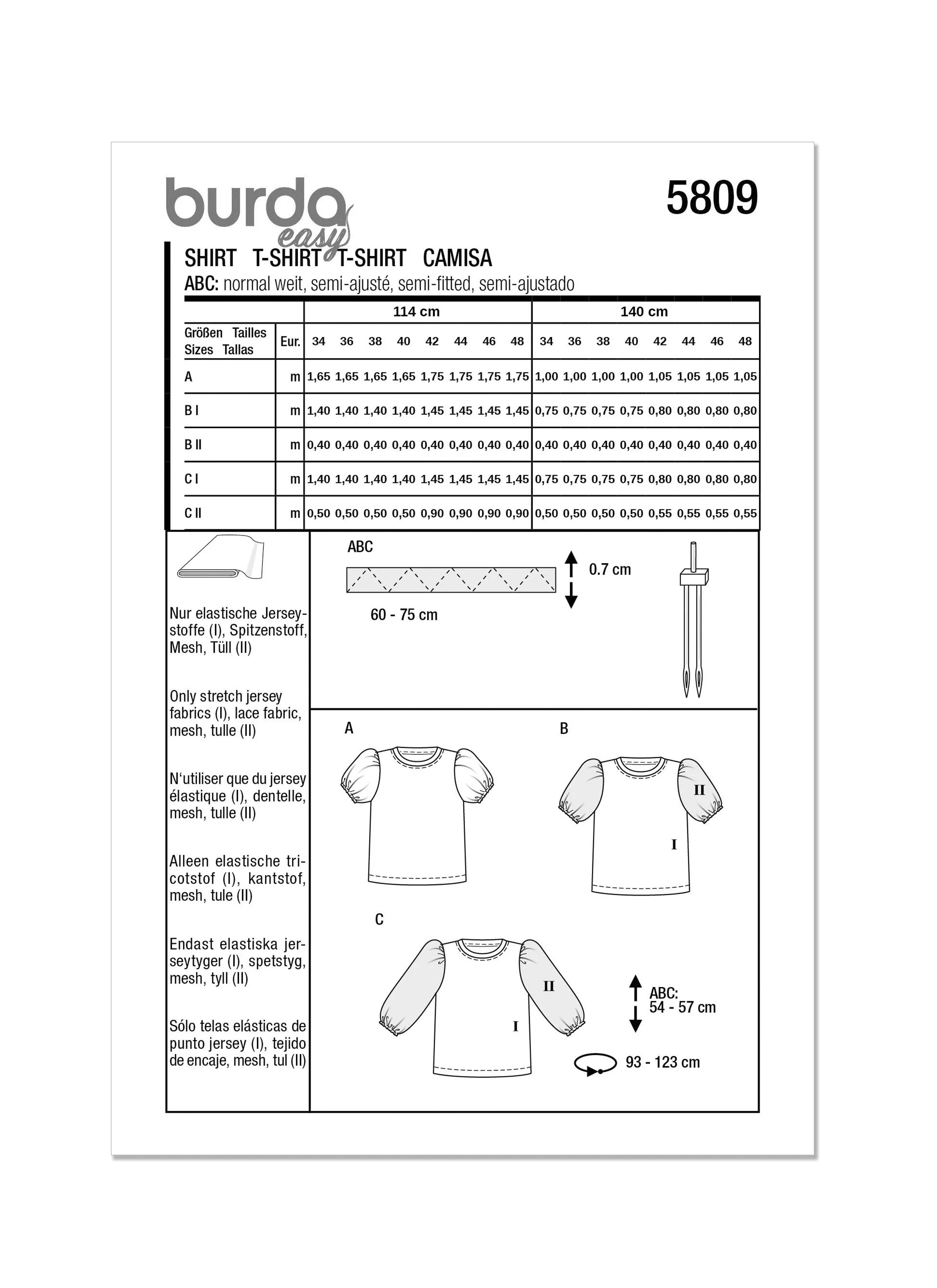 Burda Style 5809 Easy sew Misses' Shirts pattern