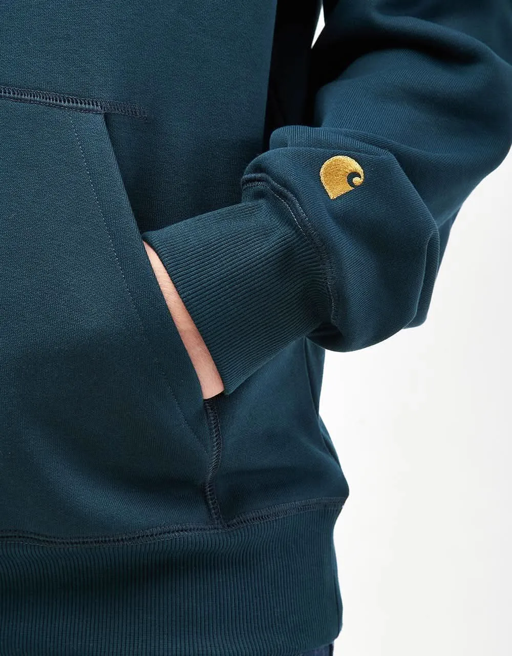 Carhartt WIP Hooded Chase Sweatshirt - Duck Blue/Gold