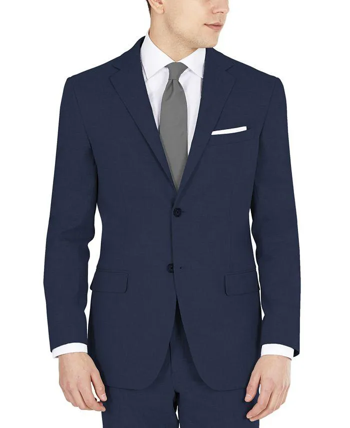 Dkny Mens Modern fit Suit Jacket Blazer 40 R Blue Solid Stretch