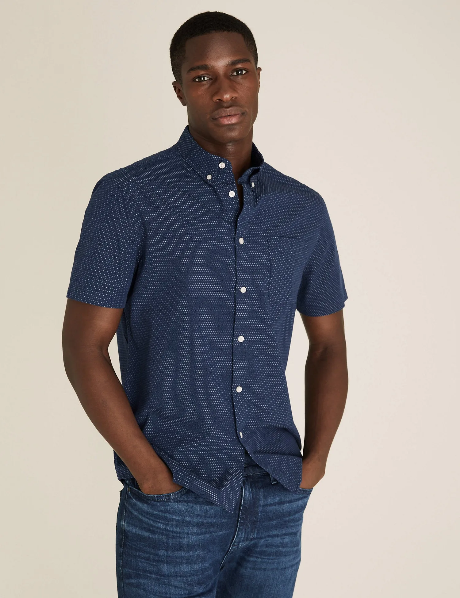 Easy Iron Pure Cotton Pindot Shirt