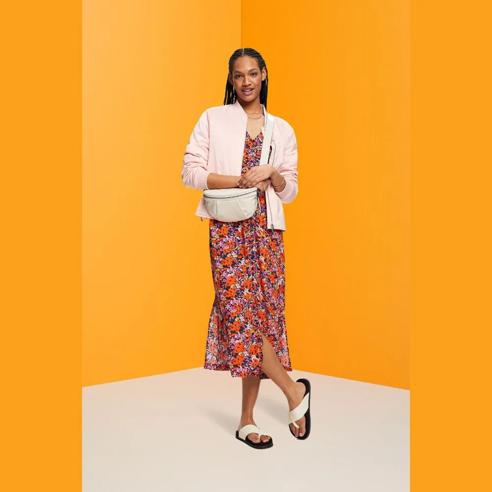 Esprit Short-sleeved midi dress with floral pattern