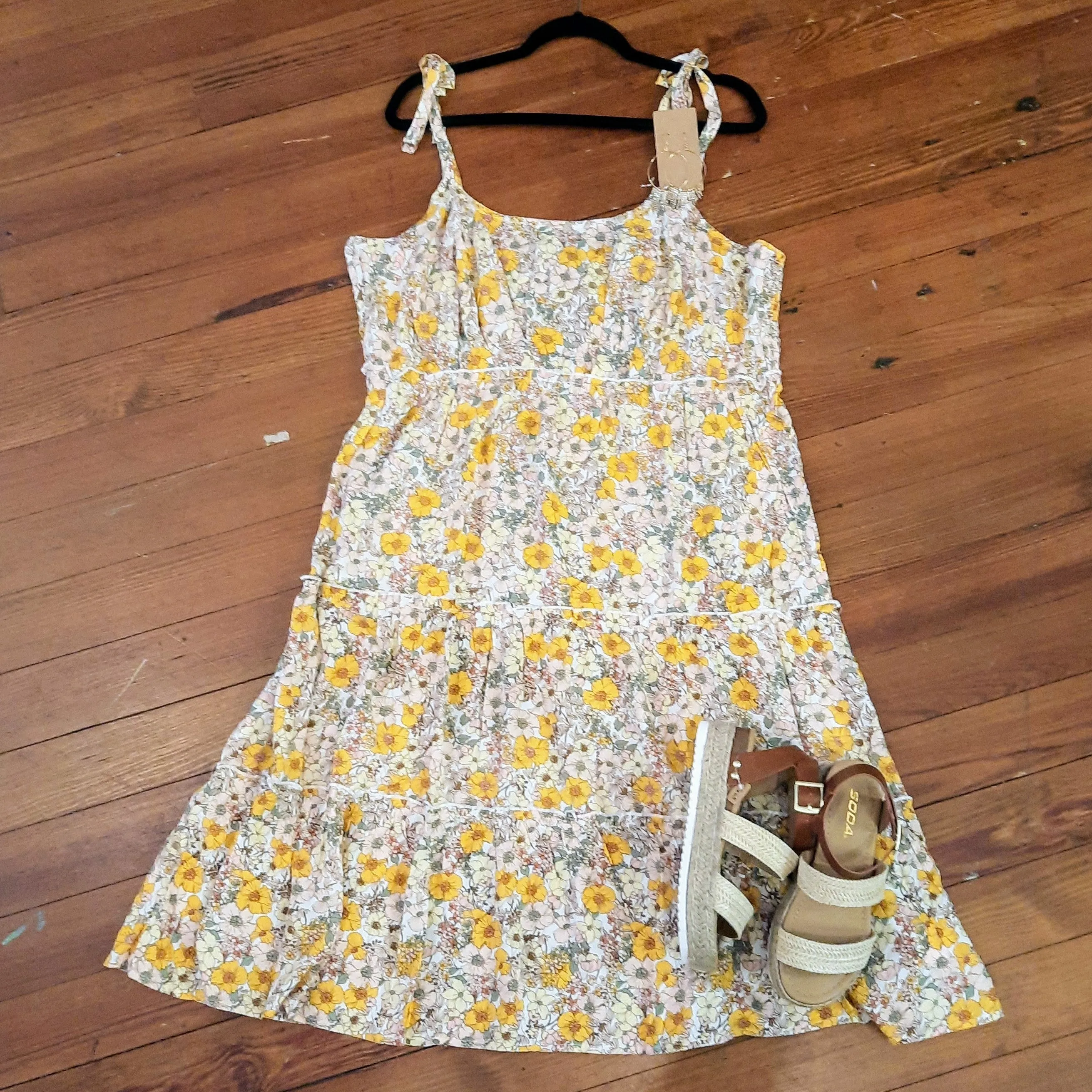 Floral Tie Sleeve Sun Dress PLUS