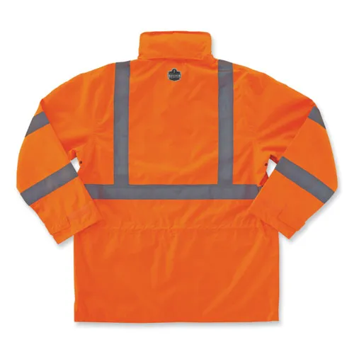 Glowear 8365 Class 3 Hi-vis Rain Jacket, Polyester, Large, Orange, Ships In 1-3 Business Days