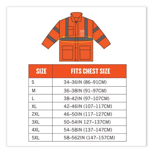 Glowear 8365 Class 3 Hi-vis Rain Jacket, Polyester, Large, Orange, Ships In 1-3 Business Days