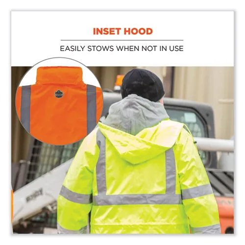 Glowear 8365 Class 3 Hi-vis Rain Jacket, Polyester, Large, Orange, Ships In 1-3 Business Days