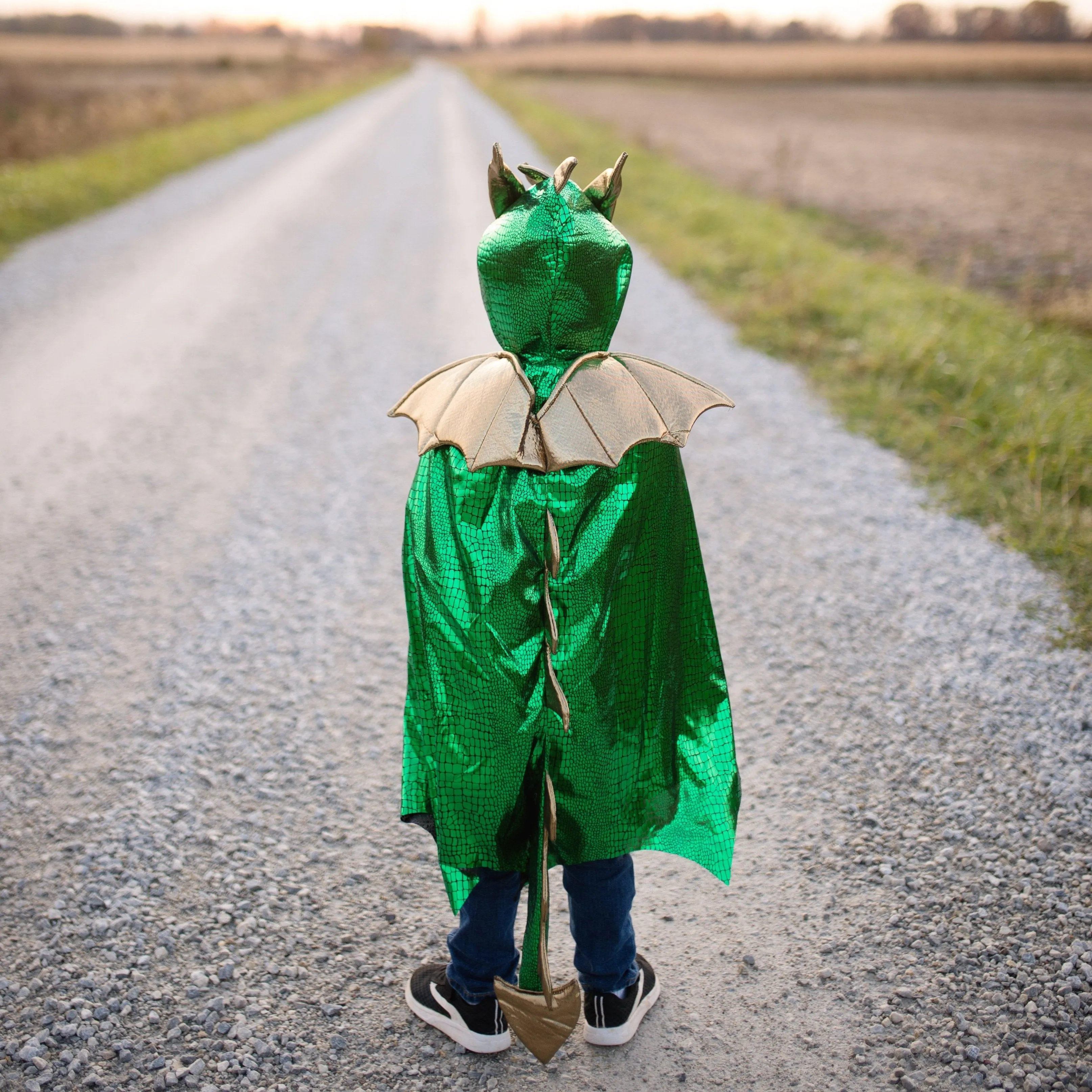 Green and Gold Dragon Cape - Size 5-6
