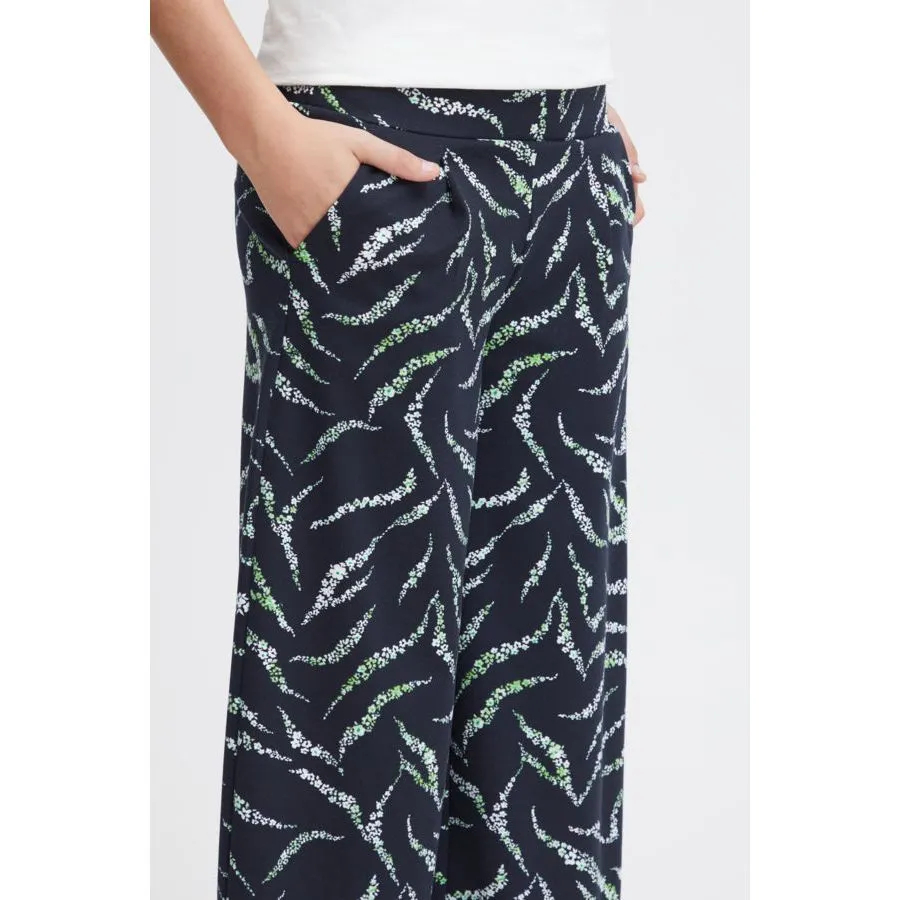 Ichi Womens Kate Print Pant Total Eclipse Zebra Flower