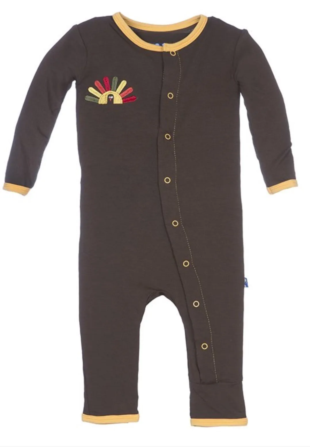 KicKee Pants Holiday Applique Coverall in Bark Turkey