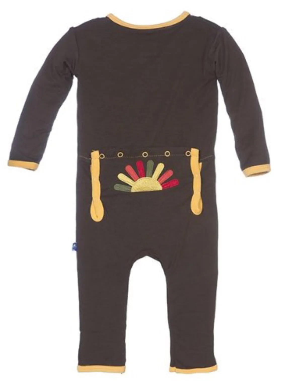 KicKee Pants Holiday Applique Coverall in Bark Turkey
