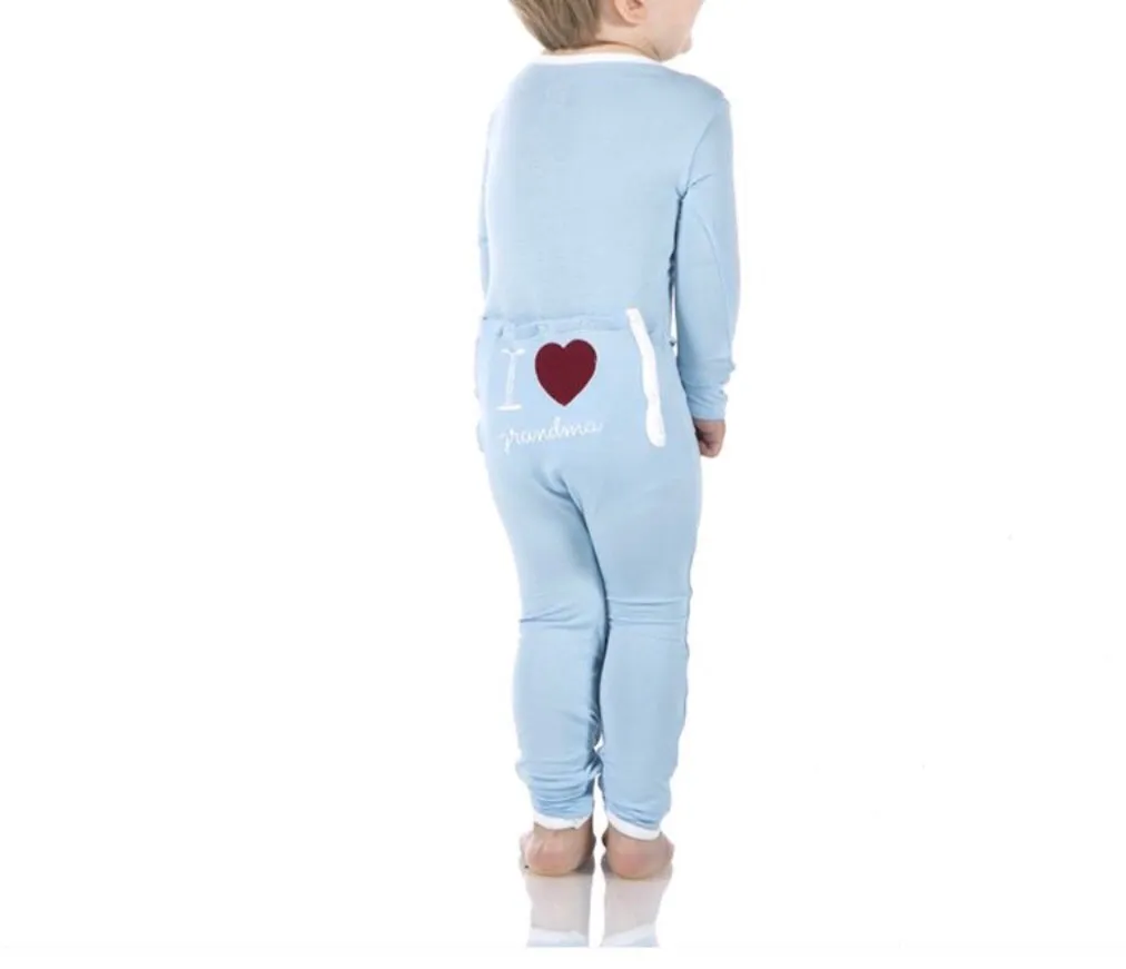 KicKee Pants Holiday Applique Coverall in Pond I Love Grandma