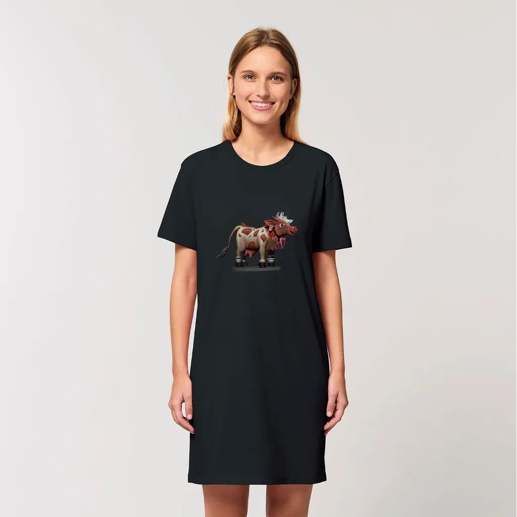 Light Brown Cow Organic T-Shirt Dress