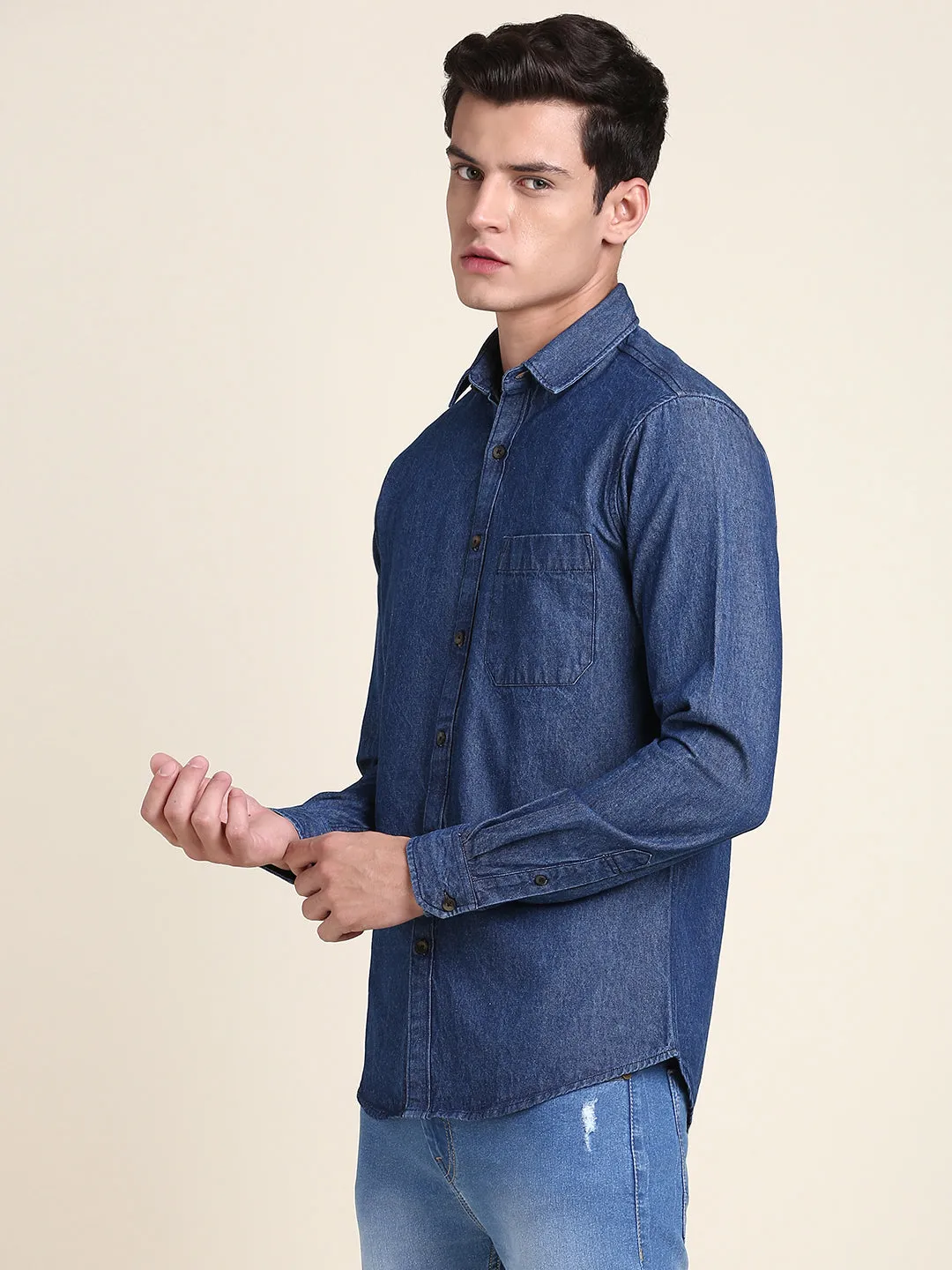 Men's Comfortable And Stylish Indigo Casual Shirt