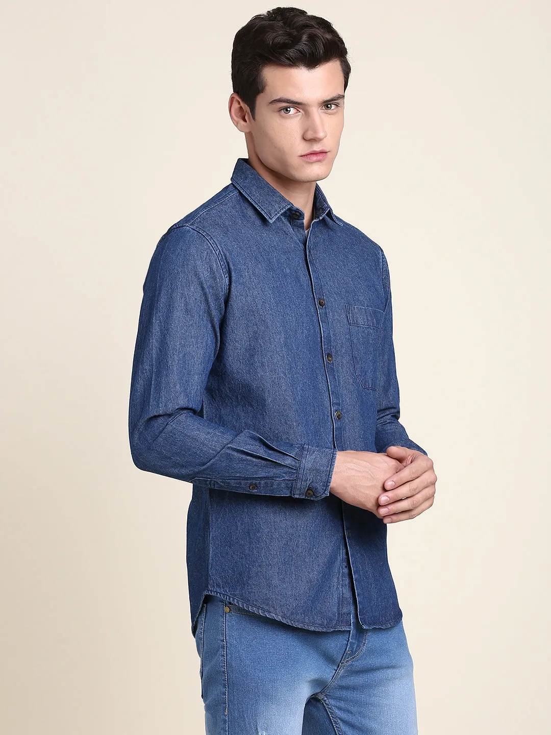 Men's Comfortable And Stylish Indigo Casual Shirt