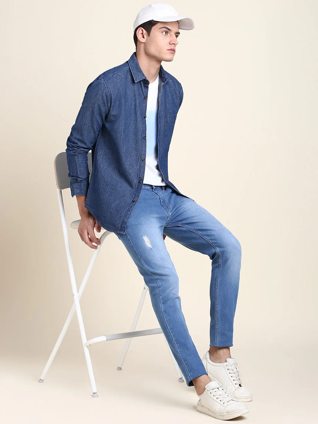 Men's Comfortable And Stylish Indigo Casual Shirt
