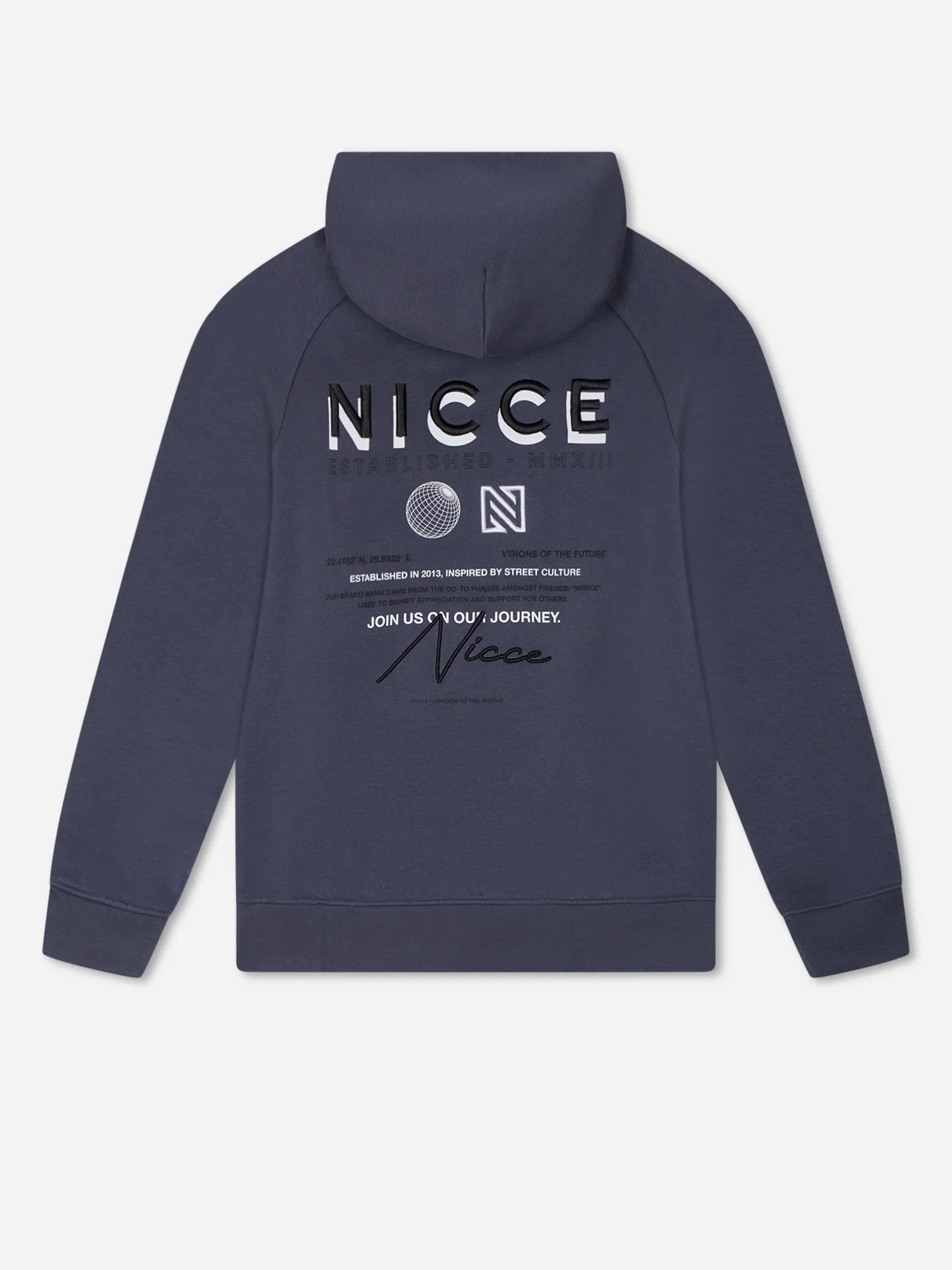 NICCE Mens Multi Graphic Script Hoodie | Navy