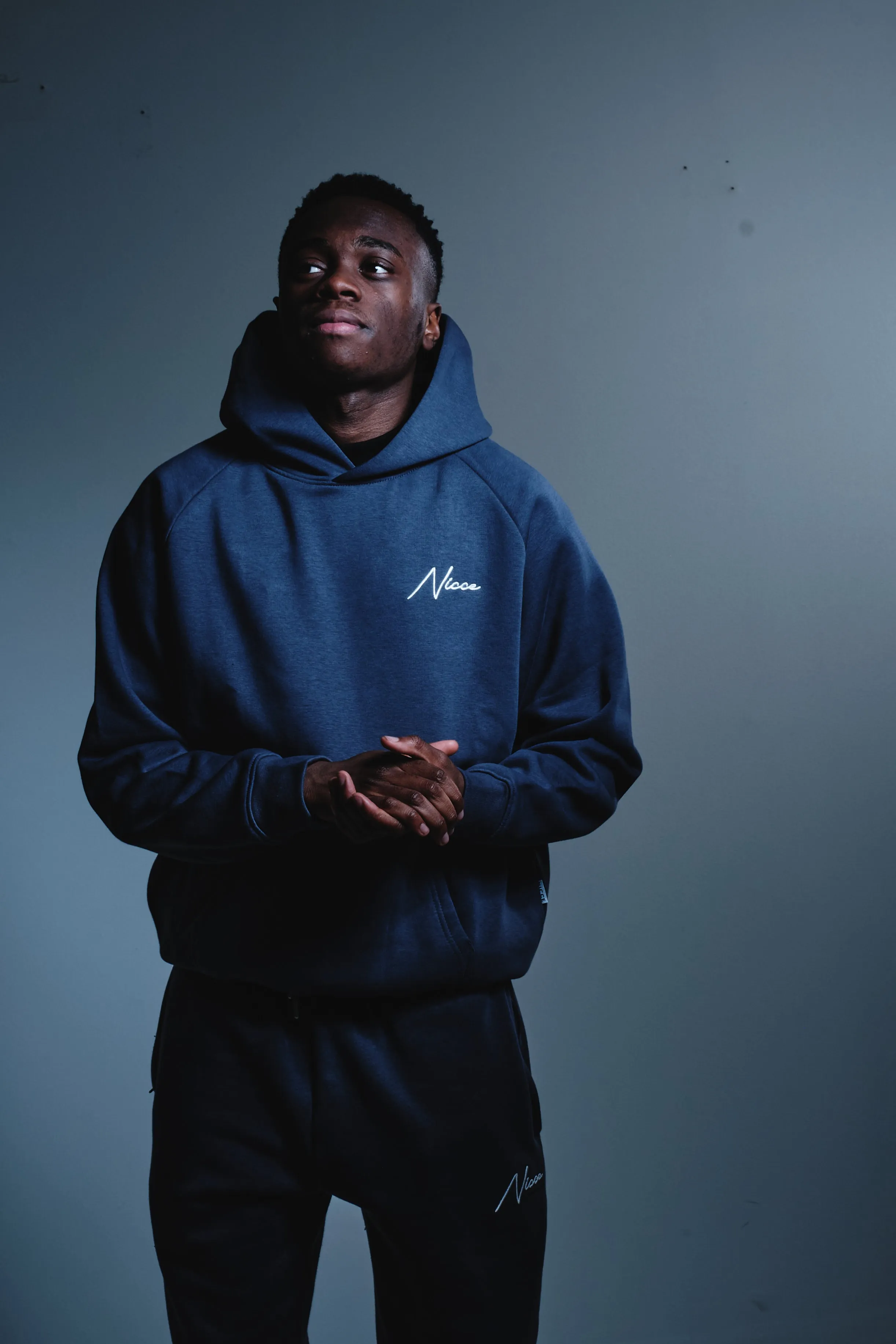 NICCE Mens Multi Graphic Script Hoodie | Navy