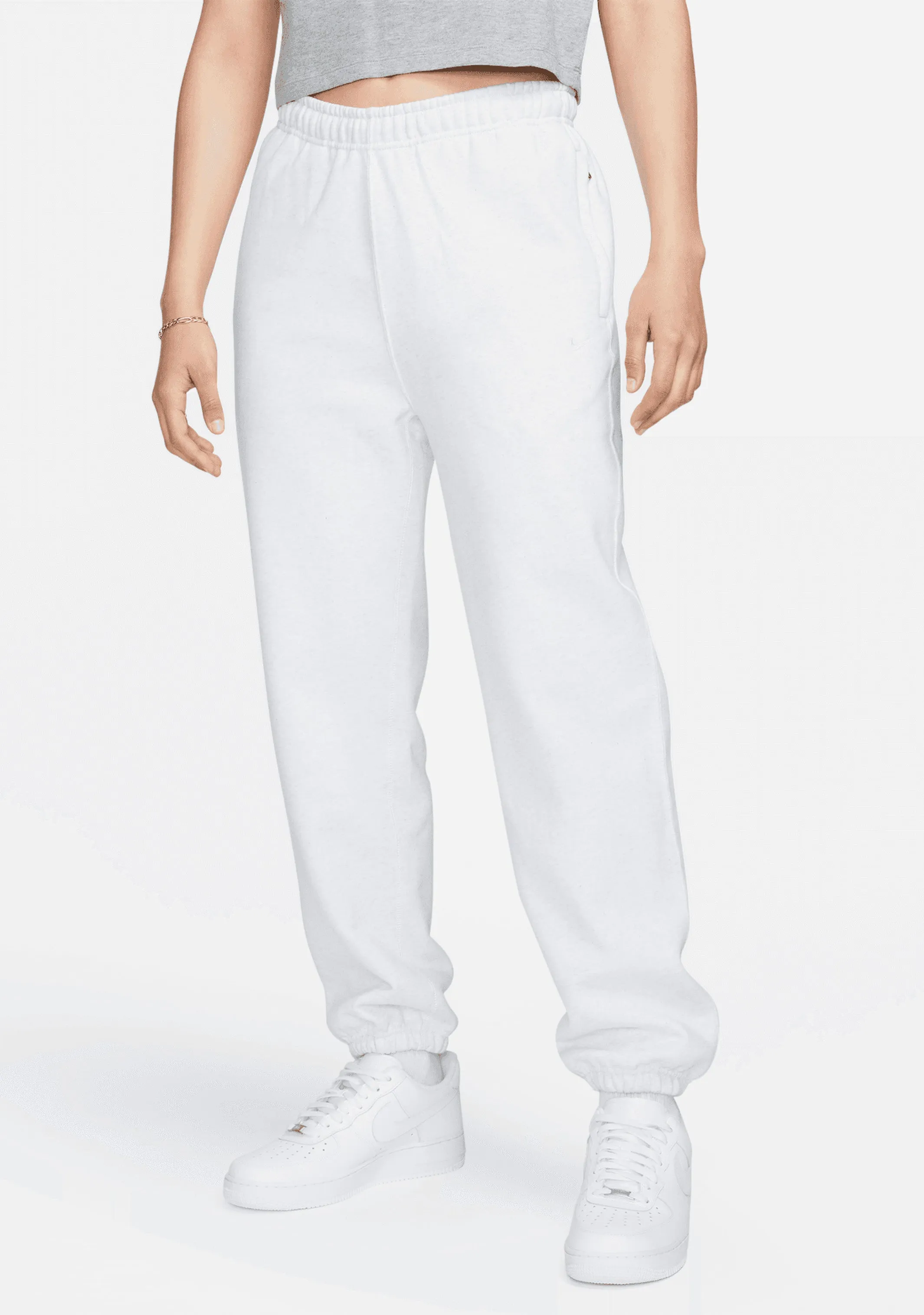 Nike Women's Solo Swoosh Fleece Sweatpants Light Grey <br> CW5565-051