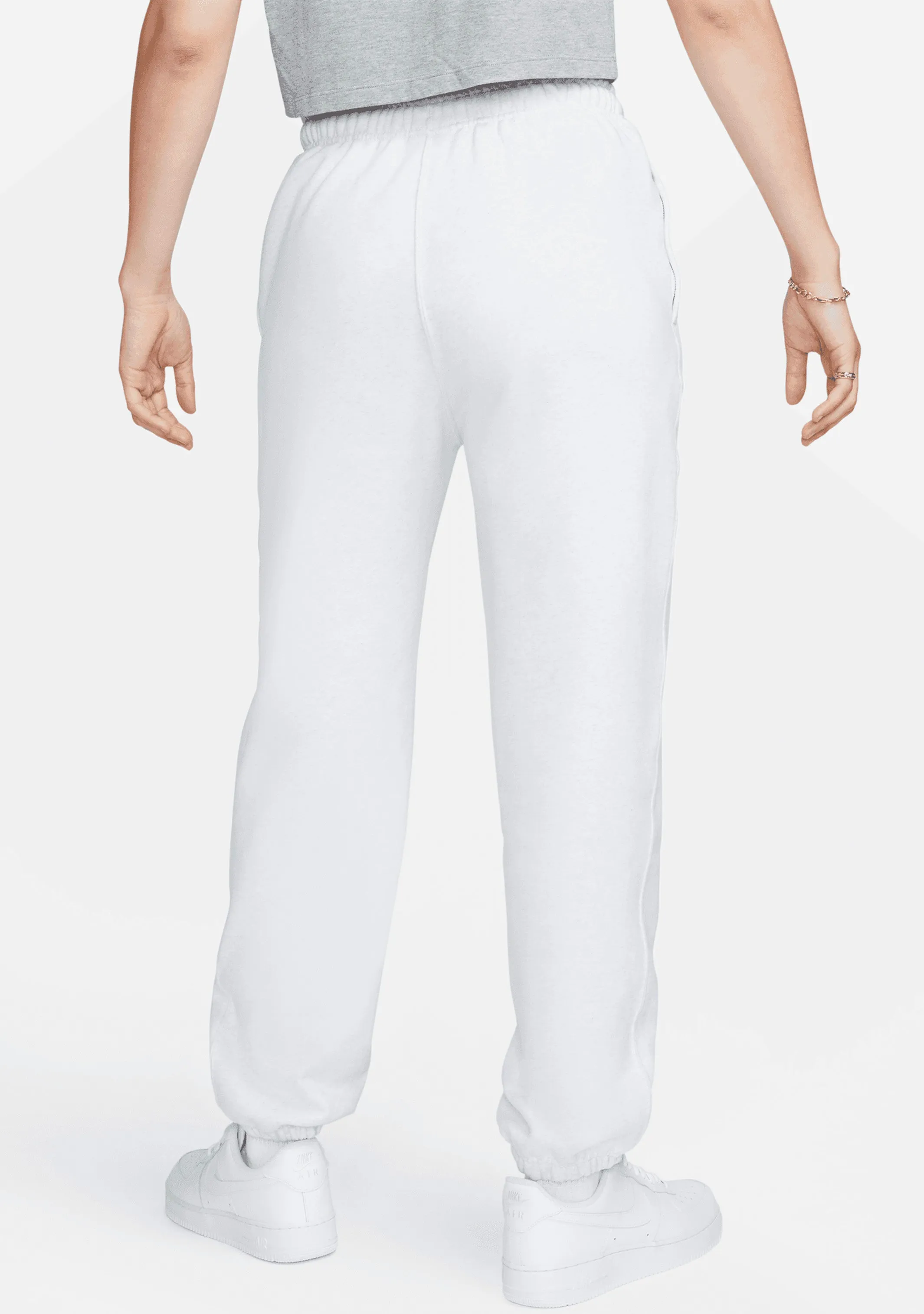 Nike Women's Solo Swoosh Fleece Sweatpants Light Grey <br> CW5565-051