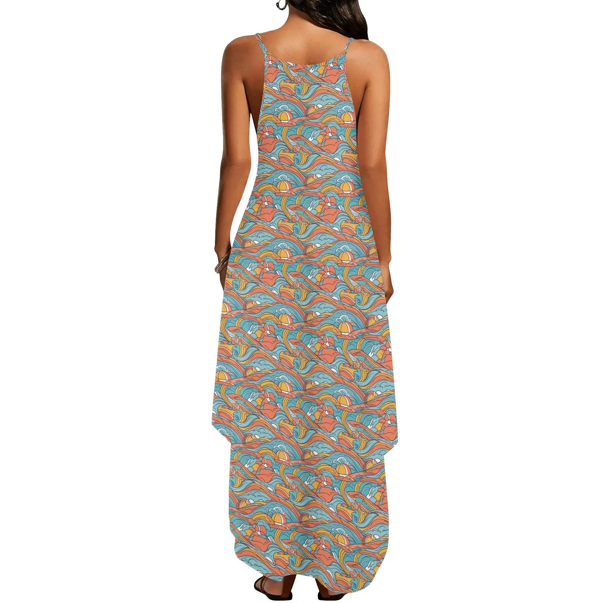 Ocean Abstract Womens Elegant Sleeveless Evening Dress