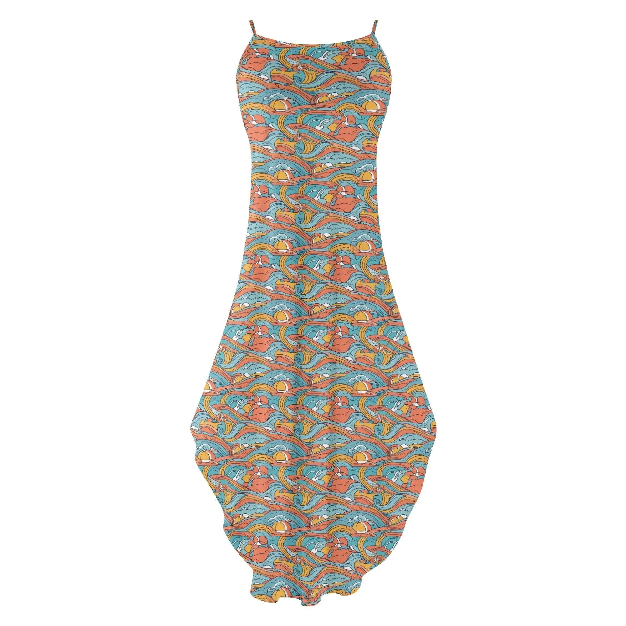 Ocean Abstract Womens Elegant Sleeveless Evening Dress