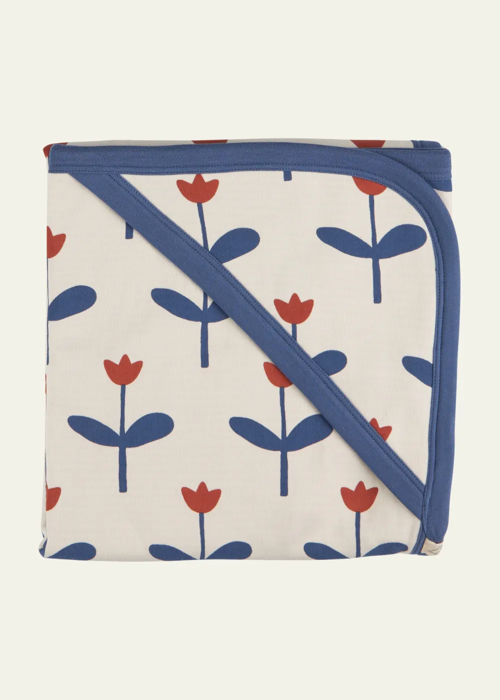 Organic Cotton Hooded Blanket in Blue Tulips