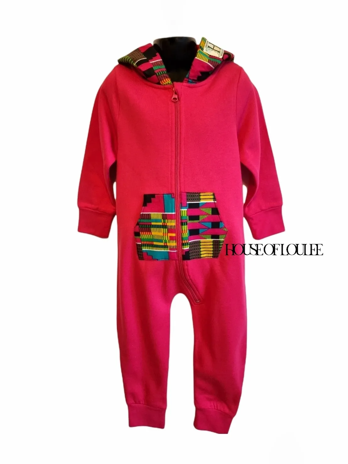 Pink Hoodie One-Piece (Kente mode)
