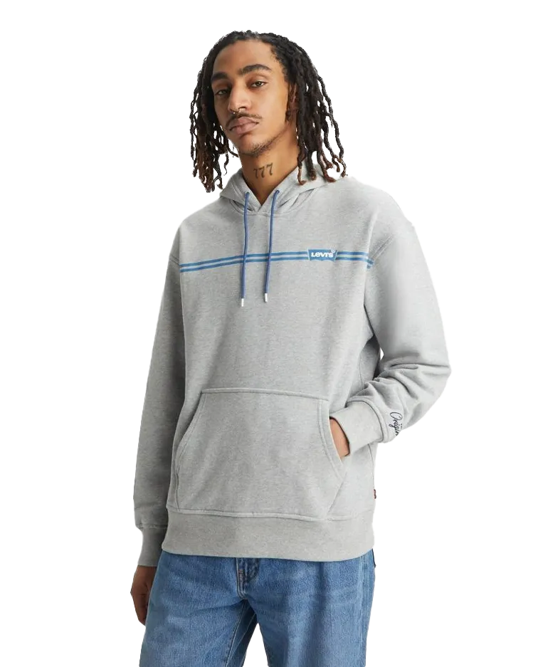 Relaxed Graphic Hoodie in Steel Grey