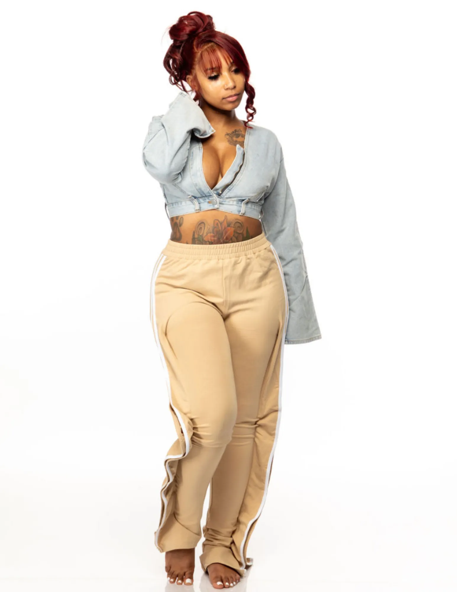 SNOB Bailey Stretchy Legging Pants-Beige