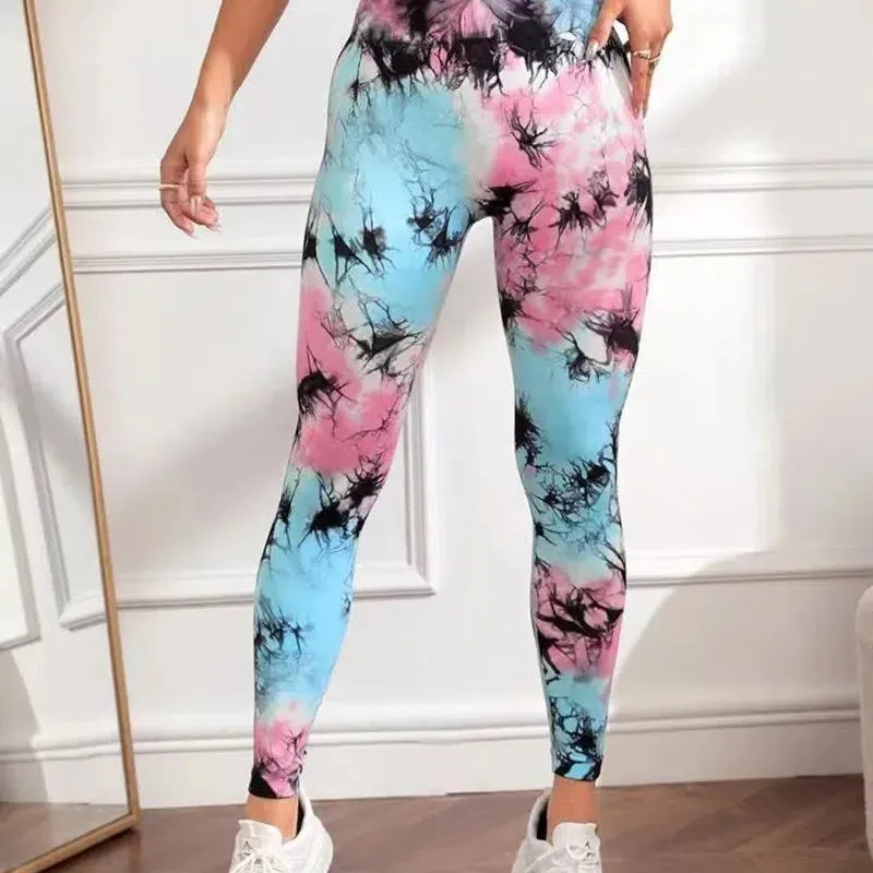 Tie Dye Seamless Leggings Push Up Butt High Waist Tights