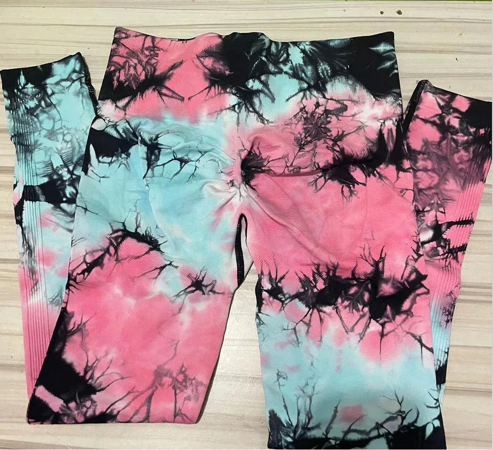 Tie Dye Seamless Leggings Push Up Butt High Waist Tights