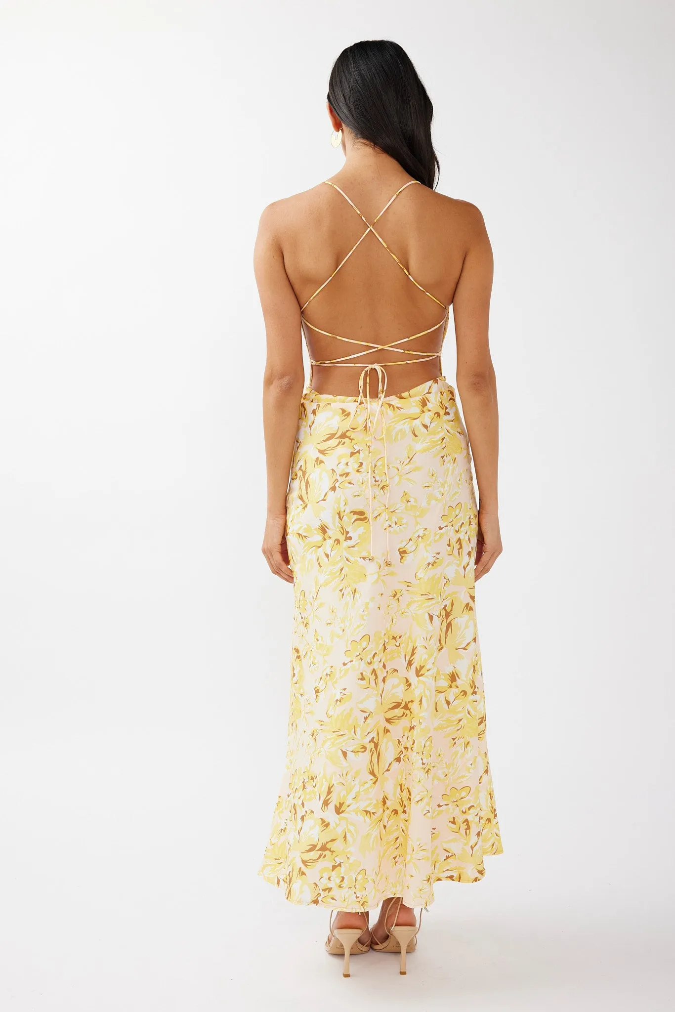 True Divine Strappy Back Maxi Dress Floral Sun